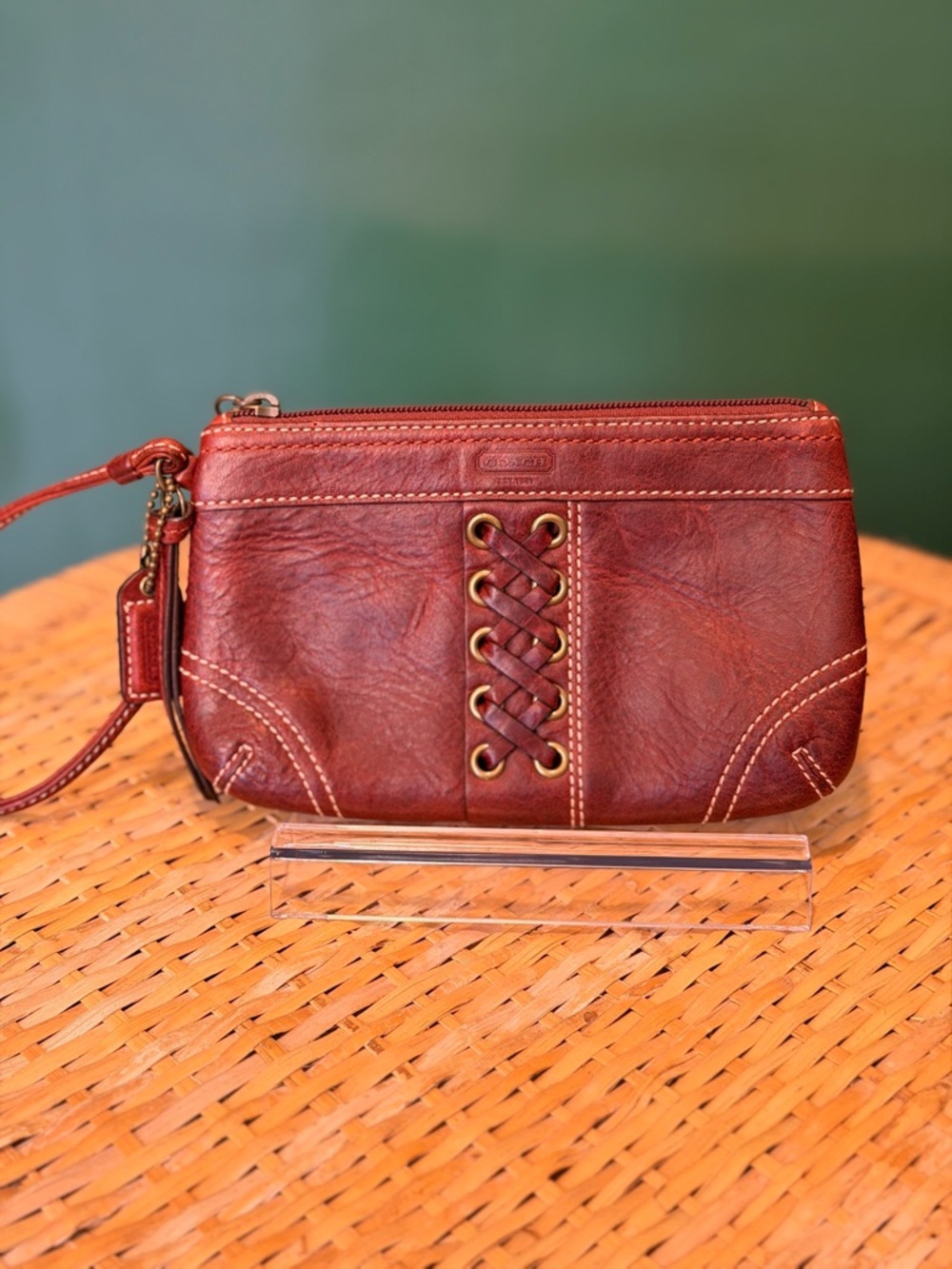 Vintage Coach Corner Zip Wristlet with Lace Detail